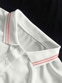Lalippa Women's Fashion Short Sleeve Casual Strawberry Embroidered T-Shirt, Strawberry Embroidery T-Shirt. Versatile Daily Wear, Suitable For Summer, Comfortable Casual Outdoor T-Shirt, All Season T-Shirt, Fruit T-Shirt, Polo Shirt - White - View 4