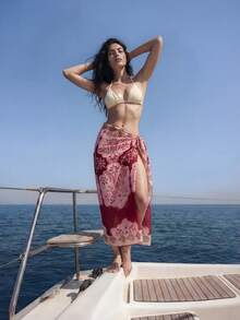 Maija Bộ áo khoác và chân váy đi biển dáng rộng in hoa dành cho nữ. - Nhiều màu - Xem 5