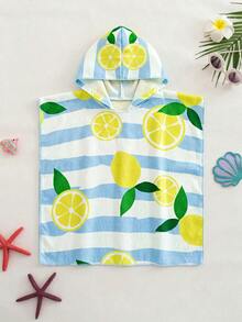 SHEIN Bộ đồ bơi có mũ trùm đầu in hình chanh sọc cho bé gái, thích hợp cho kỳ nghỉ hè ở bãi biển. - Nhiều màu - Xem 8