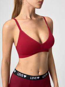 Loungeista Women Casual Burgundy Plain Bralette With Medium Stretch Fabric - Burgundy - View 6