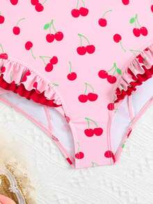 SHEIN 女童碎花荷叶边连体泳衣 - 彩色 - 查看 5