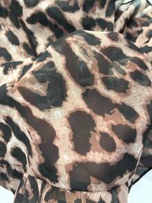 EMERY ROSE Plus Size Leopard Print Ruffle Hem Vacation Skirt - Multicolor - View 3