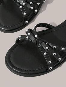 Styleloop Ladies, Buckles, Trim, Flat Sandals - Black - View 5