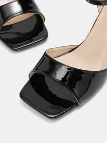 CUCCOO CURVES Giày nữ mũi vuông, thiết kế khóa cài, đa năng, thời trang hàng ngày, phom rộng, cao gót. - màu đen - Xem 3