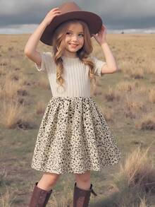 Emery Rose Kids Emery Rose Kids 小女孩可爱碎花拼接休闲短袖连衣裙 - 彩色 - 查看 4