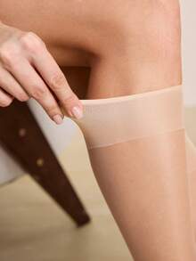 Hourtrue 4 pares/Set de medias de nailon semitransparentes de color piel para mujer, adecuadas para uso diario, de moda y versátiles, calcetines cómodos - Albaricoque - Ver 7