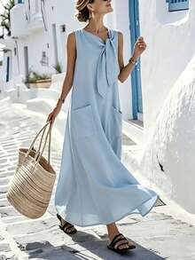 EMERY ROSE Váy dài nữ - Xanh da trời - Xem 3