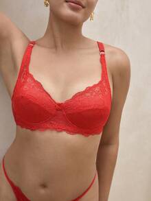 3pcs Minimalist Women Wired Bras, Lace Sexy Lingerie, French Romantic Bra - Multicolor - View 7