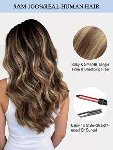 Tóc nối may vào, tóc thật 12-22 inch, màu nâu caramel đến vàng 613, tóc thẳng, 50g, thích hợp cho tiệc tùng, đám cưới và sử dụng hàng ngày. - Nhiều màu - Xem 12