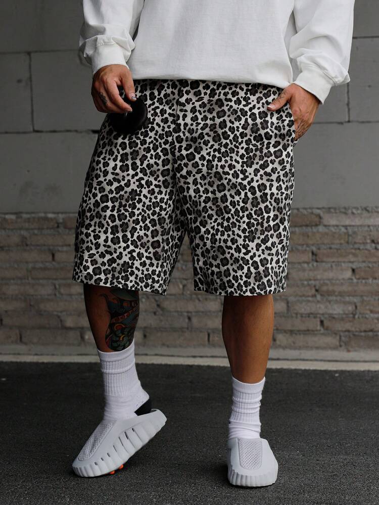 Leopard Print Floral Street Style Men's Shorts