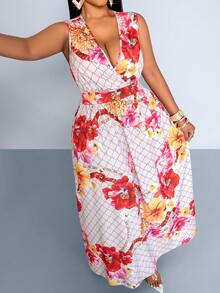 SOLERSUN Além disso, o vestido Plus Size Feminino com estampa retrô vibrante, decote halter nas costas, decote em V profundo e silhueta em A é perfeito para ocasiões como festivais de música, Páscoa, Nashville, temas boêmios, aniversários, formaturas, uso diário, férias, cruzeiros, praias e banhos de sol. - Rosa - Ver 3