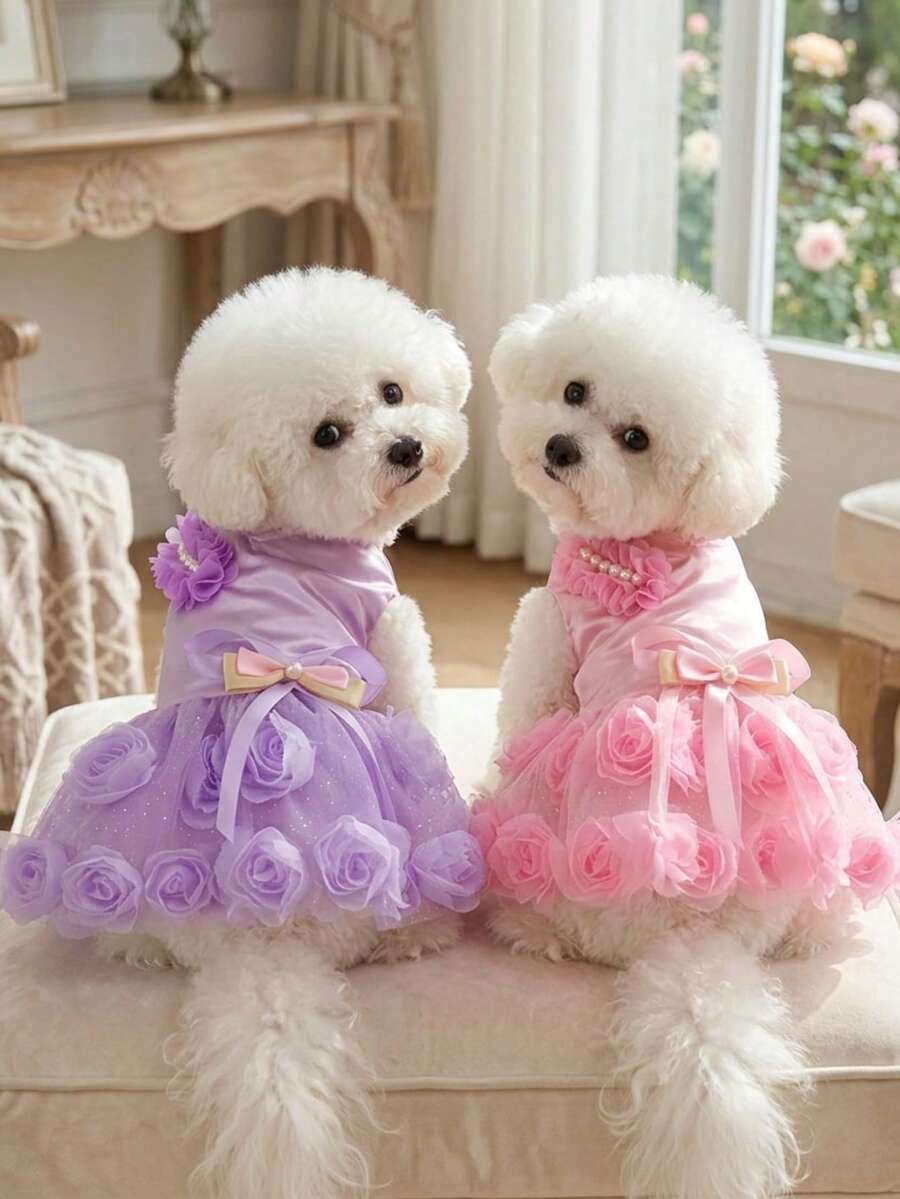 PETSIN Quần áo cho chó, quần áo cho mèo, váy cho thú cưng, bộ sưu tập xuân/hè mới, váy cho cún con, váy công chúa đa năng, họa tiết kẻ sọc, quần áo cho động vật nhỏ, kem chống nắng mát mẻ - Nhiều màu - Xem 1