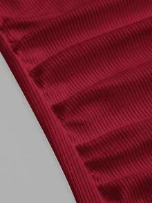 Slaydiva Women Burgundy Red Summer Casual Everyday Tank Top Basic Versatile Solid Ribbed V-Neck Racerback Gathe Vest Boho Beach Daytime Home Going Out Work - Burgundy - View 5