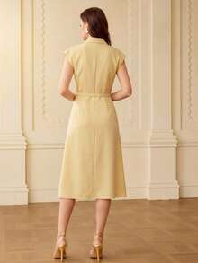 ZEYLAH 花卉刺绣纽扣连衣裙 - 黃色 - 查看 2