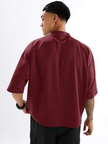 EASEVO Plus Size Men's Casual Round Neck Short Sleeve T-Shirt, Versatile For Daily Wear, Summer - Red - View 3