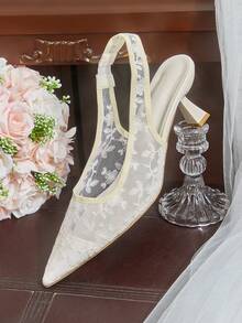 CUCCOO HITCHD Zapatos de tacón de aguja con correa transparente para mujer, sandalias de novia de estileto para boda - Blanco - Ver 13