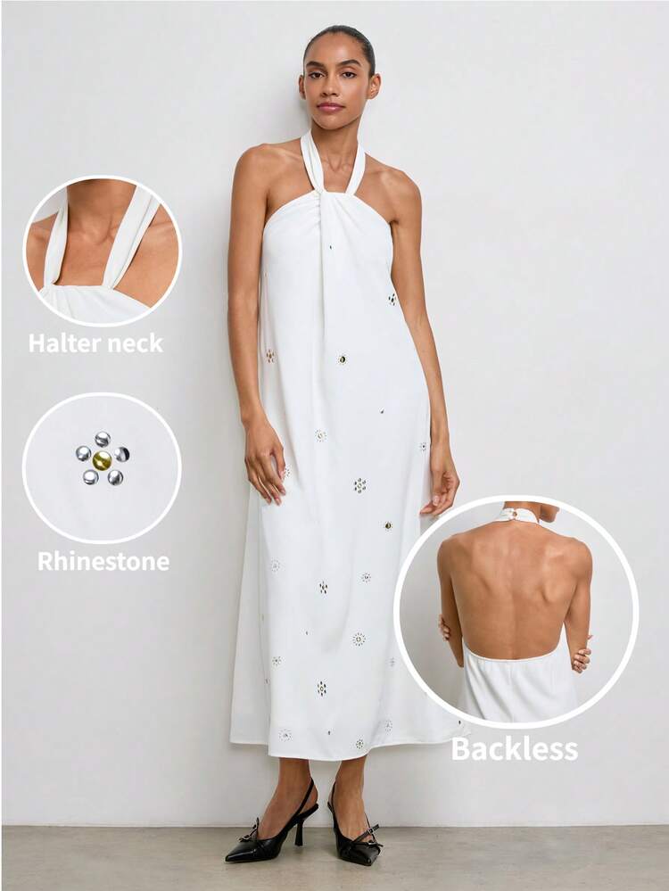 SHEIN Maija Women's Rivet Decor Pleated Casual Party Dress