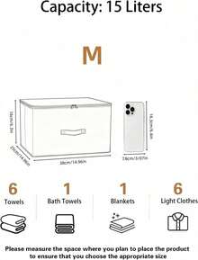 带盖可折叠收纳箱，防水袋，可用于整理衣物、玩具，米色亚麻布面料，加厚PP板，可堆叠，防刮擦，适合收纳床上用品、牛仔裤、卧室装饰品，家居收纳及季节性装饰，秋季礼物 - 米色 - 查看 17