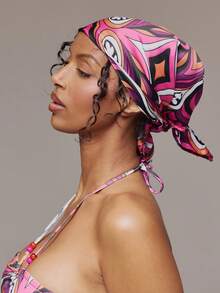 MUSERA 时尚趣味哑光缎面双面定位印花图案女士日常旅行方巾 1 件 - 彩色 - 查看 2