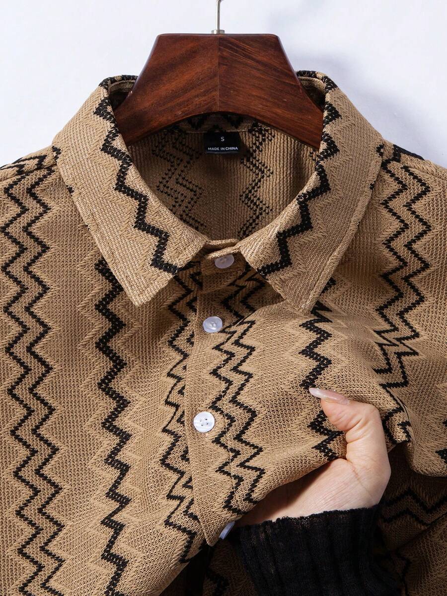 Manfinity Homme Áo sơ mi nam tay ngắn kẻ sọc, chất liệu vải dệt họa tiết, cỡ tiêu chuẩn, thích hợp làm quà tặng cho bạn trai. - Nhiều màu - Xem 1