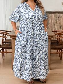 SHEIN CURVE+ Lässiges Kleid mit Blumenmuster in Große Größen - Verschiedenfarbig - Übersicht 7