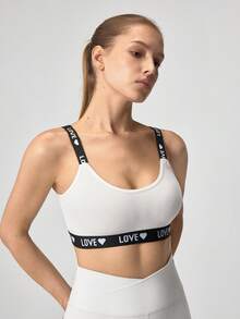 Loungeista 女款舒適字母貼布拼接內衣，適合夏季 - 白色 - 查看 1