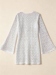 Lyxana Women's Lace Sheer Elegant Vacation Dress - White - View 4