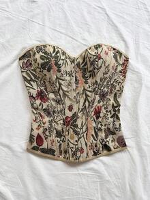 SHEIN Tall CURVE 大码女式印花休闲百搭日常穿搭抹胸上衣 - 彩色 - 查看 8