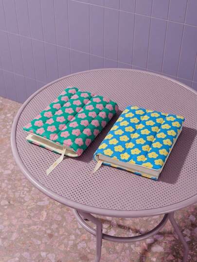 Joivida 1PC Spring Summer Floral Quilted Book Cover A5 Size Cotton Fabric Journal Notebook Protector Handmade Book Sleeve 148x210mm Fit 1-20mm Thick(Without The Notebook)