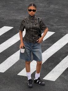 Muchica 女士黑色梭织轻薄外套 - 黑色 - 查看 7