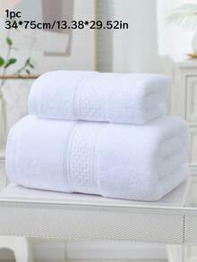 1pc/ 2 PC (Towel + Laundry Towel), Striped Design, Thickness, Sucking, Softness, Skin Friend, Face Towel And Indoor Bathroom Bath Towel - White - View 7