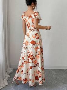 Elenzga 荷叶边腰身A字碎花优雅法式连衣裙 - 彩色 - 查看 2