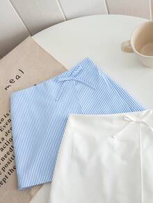 Emery Rose Kids 2件套少女梭织纯色条纹休闲短裤套装 - 彩色 - 查看 5