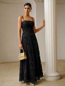 ZEYLAH 黑色刺绣露肩长裙，女装 - 黑色 - 查看 5