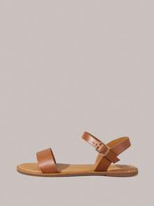 Styleloop Dép xăng đan đế bằng thời trang mới mùa xuân hè dành cho nữ, chất liệu mềm mại, dễ phối đồ, dép xăng đan hở mũi thoải mái đi biển. - màu nâu - Xem 3