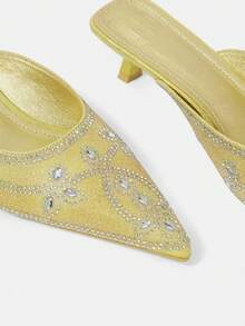 CUCCOO HITCHD 女士尖头闪钻金色宴会优雅气质约会鞋及高跟鞋 - 金色 - 查看 10