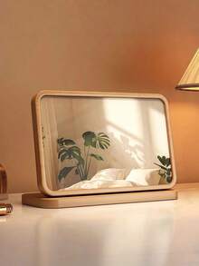 Natural Bamboo Mirror, Retro Wooden Table, Dressing Mirror, Rectangular Tabletop Mirror, Suitable For Living Rooms, Bedrooms, Foyers And Other Places. - Log Color - View 4