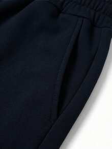 PAVTROS Plus Size Men's Simple Print Drawstring Shorts - Navy Blue - View 3