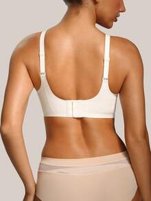 Barelissa Women's Solid Color Mesh Patchwork Fashionable Minimalist Durable Comfortable Underwear (Removable Padding) - White - View 2