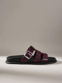 Solecia Dép xăng đan đế bằng màu nâu thoải mái dành cho nữ, thích hợp đi biển. - Màu Đỏ Sâu - Xem 1