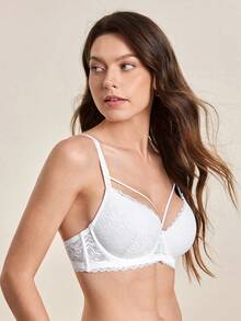 Hourtrue Peach Girl Sexy Lace Bra, Comfortable With Breathable Thin Cups And Wire Support, Suitable For Everyday Wear, Lingerie - White - View 6