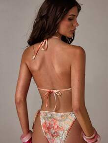 SHEIN BAE 1 chiếc quần bơi nữ, quần bơi lưới đính pha lê tua rua, thích hợp cho kỳ nghỉ hè ở bãi biển. - trái cam - Xem 2