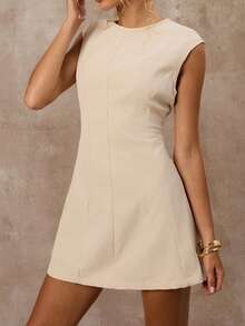SHEIN Forever 21 Spring&Summer Women Romantic/Prom/Formal/Birthday/90s Clothes/Business Casual Woman/Elegant/Western Wear/Going Out/Fashion/Casual/Y2k Clothes/Club/Office /Cocktail/Vintage/Bodycon/Rave Outfits Festival/Funny/Classy/Old Money/Streetwear/Vacation Outfits/Country Concert Outfit/Work Clothes /Modest/Spring Break/Bachelorette Outfits/Concert/Baddie/Basic/Graduation/A Line/Short/Black Mini Dress Business Women Attire - Apricot - View 4