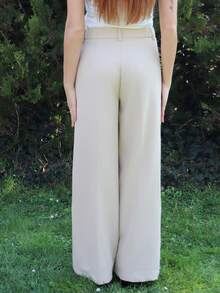 SILVIA DI SANTO Quần xếp ly thời trang hiện đại đính ngọc trai cho nữ có túi thanh lịch - Kem - Xem 3