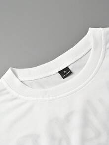 Men's Minimalist And Versatile Short-Sleeved T-Shirt With Round Neck And Letter Print - Red - View 5