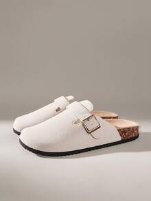 Solecia Women's Fashion Platform Slippers, Round Toe Square Buckle Decorative Spring Shoes, Suitable For Spring, Easter, Christmas - White - View 2