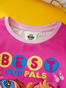SHEIN | PAW Patrol 女童圆领短袖印花休闲衬衫 - 粉色 - 查看 6