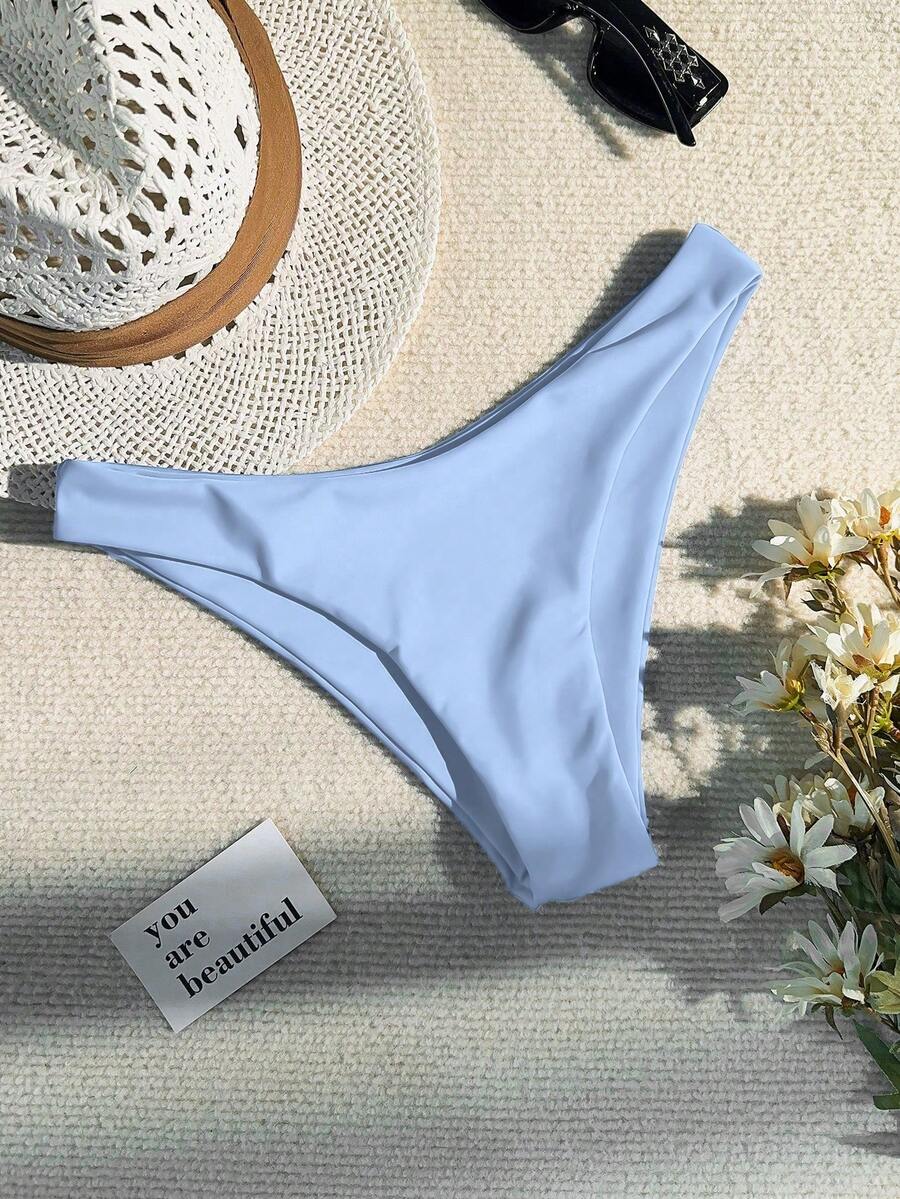 Swim Basics Women's Solid Color Sexy Bikini Bottom For Beach Holiday