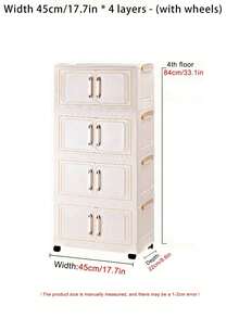 1 (45cm/17.7 Inches)-(60cm/23.6 Inches) Wide Folding Storage Cabinet, Clothing Cabinet Storage Box, Household Storage Storage Portable Wardrobe, Double-Door Folding Box, 1-5 Layers Optional, Thickened Double-Door Wheeled Storage Cabinet, Household Installation-Free Storage Rack, Clothes Toy Plastic Folding Storage Cabinet - Milky White - View 8