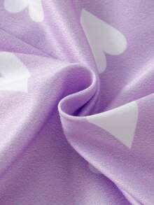 Ensemble 2 pièces Top à manches courtes et short violet, imprimé nuage et cœur, doux et confortable, style décontracté ample, pour l'été - Prune - Voir 8